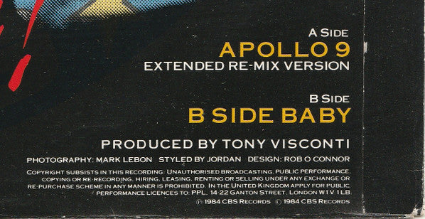 Adam Ant - Apollo 9 (Orbit Mix) (Vinyl, 12", 45 RPM, Single, Stereo) Very Good (VG) / Very Good (VG)