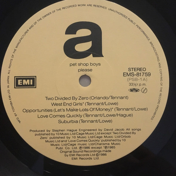 Pet Shop Boys - Please = ウエスト・エンド・ガールズ (Vinyl, LP, Album)