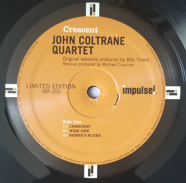 The John Coltrane Quartet - Crescent (Vinyl, LP, Album, Limited Edition, Reissue, Remastered) Very Good (VG) / Very Good Plus (VG+)