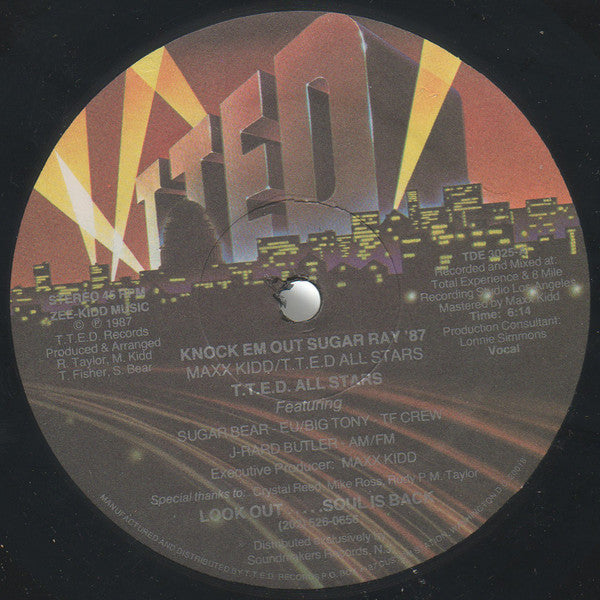 T.T.E.D. Allstars - Knock 'Em Out Sugar Ray '87 (Vinyl, 12", 33 ⅓ RPM) Very Good Plus (VG+) / Very Good Plus (VG+)