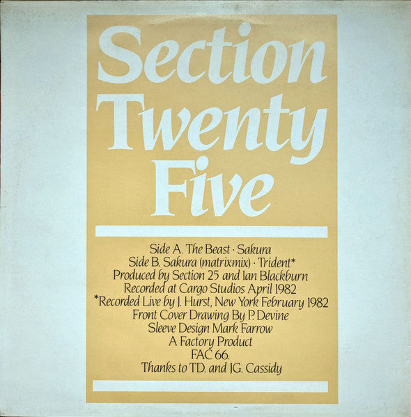 Section 25 - The Beast (Vinyl, 12", 45 RPM) Very Good Plus (VG+) / Very Good Plus (VG+)