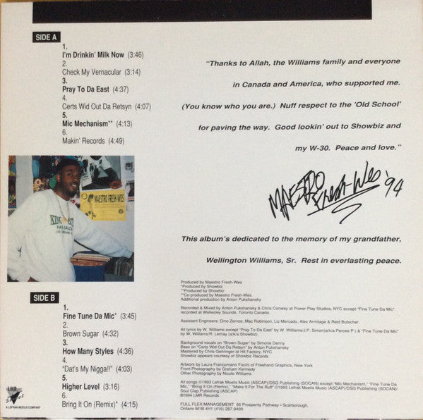 Maestro Fresh-Wes - "Naaah, Dis Kid Can't Be From Canada?!!" (Vinyl, LP, Album) Very Good Plus (VG+) / Near Mint (NM or M-)