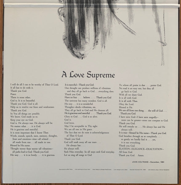 John Coltrane - A Love Supreme (Vinyl, LP, Album, Limited Edition, Reissue, Remastered, Stereo) Very Good Plus (VG+) / Very Good Plus (VG+)