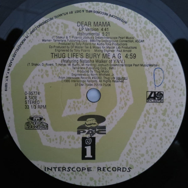 2Pac - Dear Mama (Vinyl, 12", 33 ⅓ RPM) Very Good Plus (VG+) / Very Good (VG)