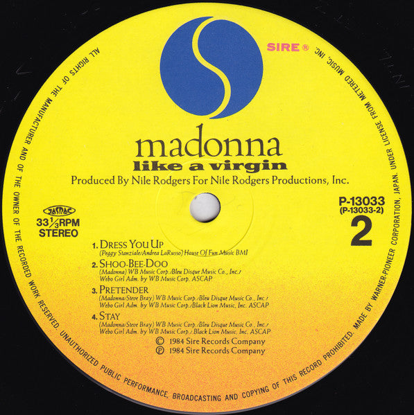 Madonna - Like A Virgin = ライク・ア・ヴァージン (Vinyl, LP, Album, Stereo)