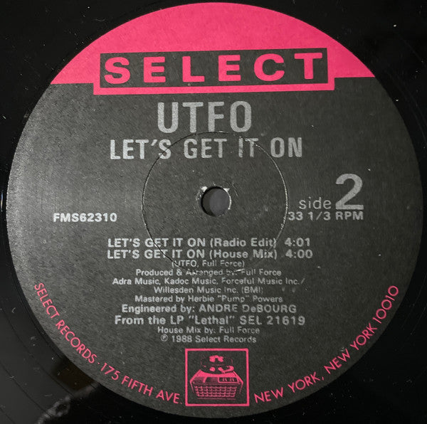 UTFO - Let's Get It On (Vinyl, 12", 33 ⅓ RPM) Very Good Plus (VG+) / Very Good Plus (VG+)