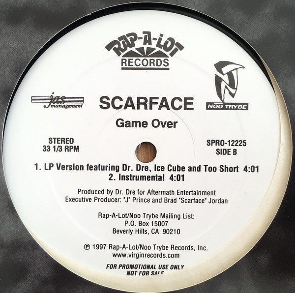 Scarface (3) - Game Over (Vinyl, 12", 33 ⅓ RPM, Promo, Stereo) Very Good Plus (VG+) / Very Good Plus (VG+)