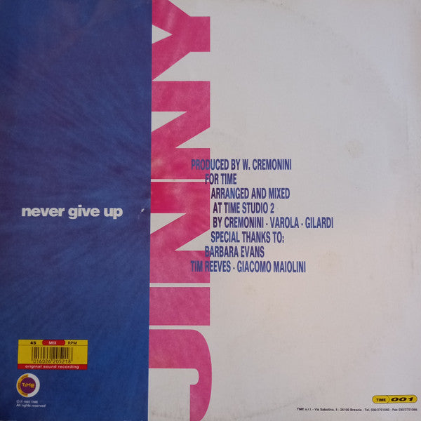 Jinny - Never Give Up (Vinyl, 12", 33 ⅓ RPM, Stereo) Very Good Plus (VG+) / Very Good Plus (VG+)