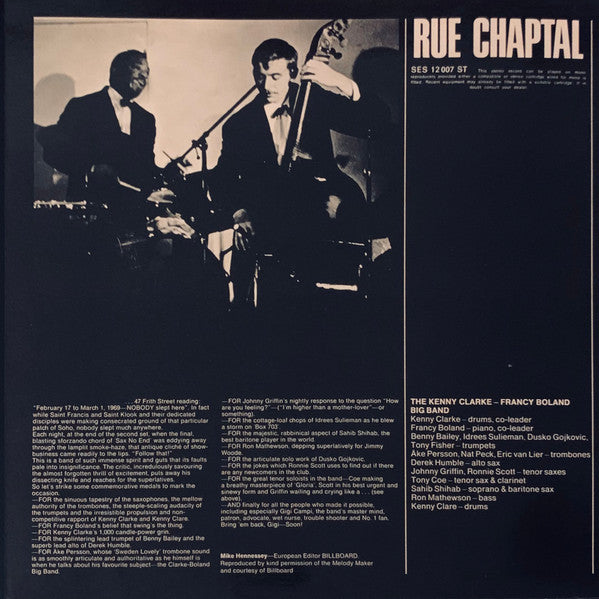 Clarke-Boland Big Band - Live At Ronnie's ; Album 2 ; Rue Chaptal (Vinyl, LP, Album, Stereo) Very Good Plus (VG+) / Good Plus (G+)
