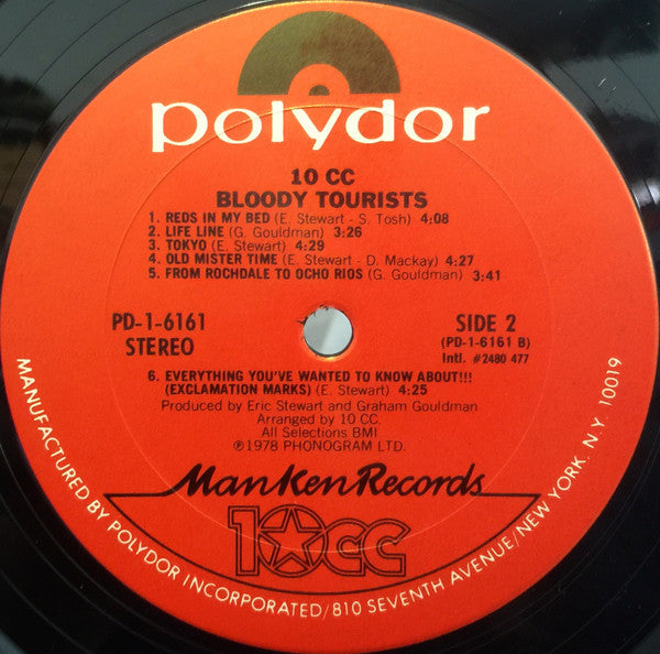 10cc - Bloody Tourists (Vinyl, LP, Album, Stereo) Good Plus (G+) / Very Good (VG)