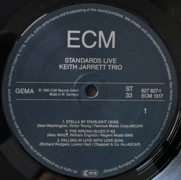 Keith Jarrett Trio - Standards Live (Vinyl, LP, Album, Stereo) Near Mint (NM or M-) / Very Good Plus (VG+)