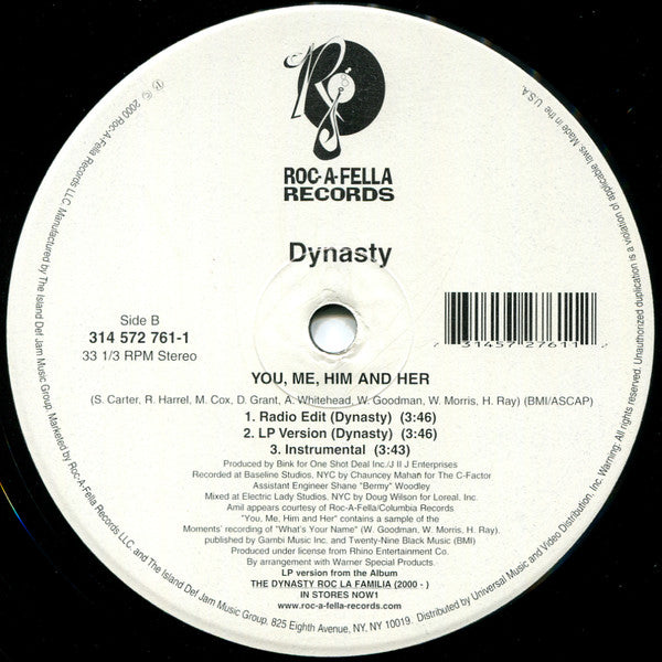 Jay-Z - Change The Game / You, Me, Him And Her (Vinyl, 12") Very Good (VG) / Very Good Plus (VG+)