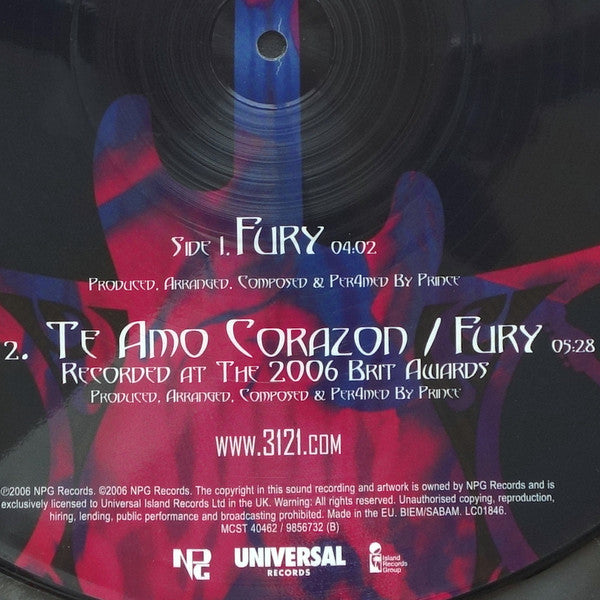 Prince - Fury (Vinyl, 12", 33 ⅓ RPM, Picture Disc) Very Good (VG) / Very Good (VG)