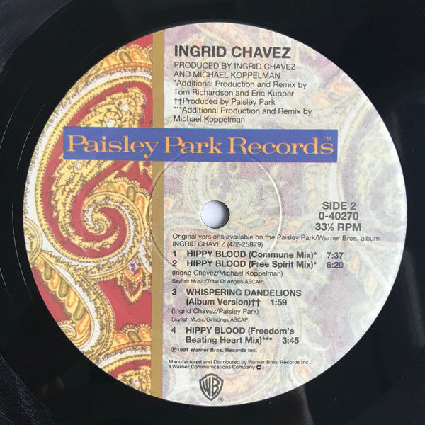 Ingrid Chavez - Hippy Blood (Vinyl, 12", 33 ⅓ RPM, Maxi-Single) Very Good (VG) / Good Plus (G+)