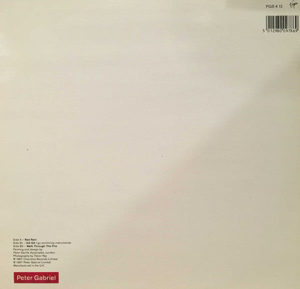 Peter Gabriel - Red Rain (Vinyl, 12", 45 RPM) Good Plus (G+) / Very Good (VG)
