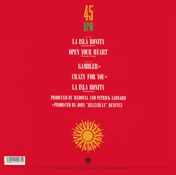 Madonna - La Isla Bonita - Super Mix (Vinyl, 12", 45 RPM, EP, Stereo) Very Good (VG) / Very Good Plus (VG+)
