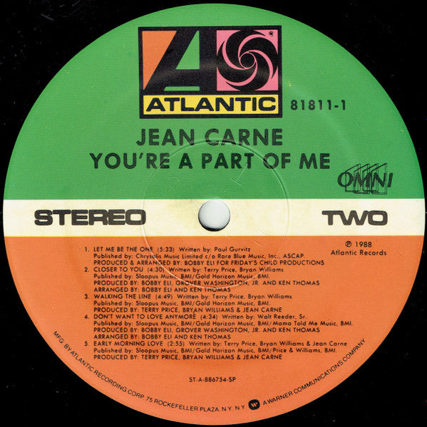 Jean Carn - You're A Part Of Me (Vinyl, LP, Album) Very Good (VG) / Very Good (VG)