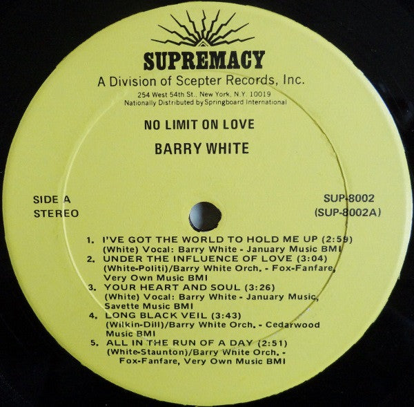 Barry White - No Limit On Love (Vinyl, LP, Album) Very Good Plus (VG+) / Good (G)