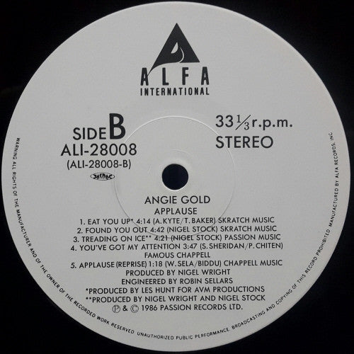 Angie Gold - Applause (Vinyl, LP, Album) Very Good Plus (VG+) / Very Good Plus (VG+)