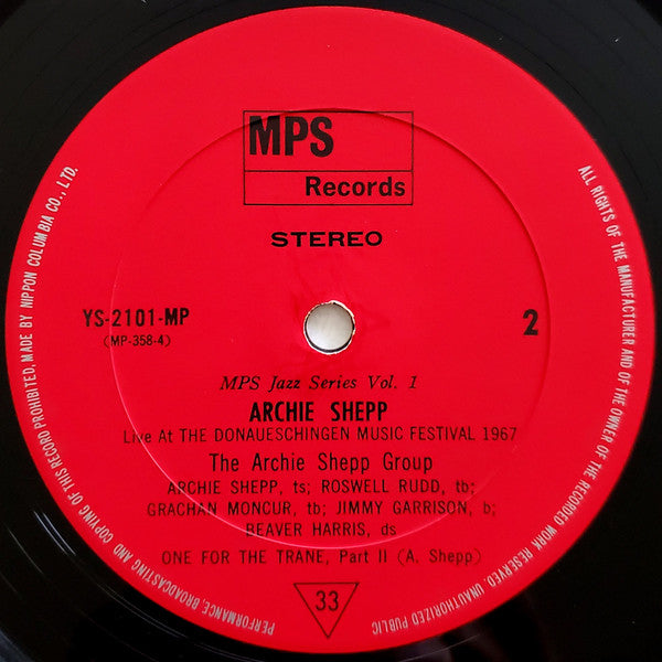 Archie Shepp - Life At The Donaueschingen Music Festival (Vinyl, LP, Album) Good Plus (G+) / Very Good (VG)