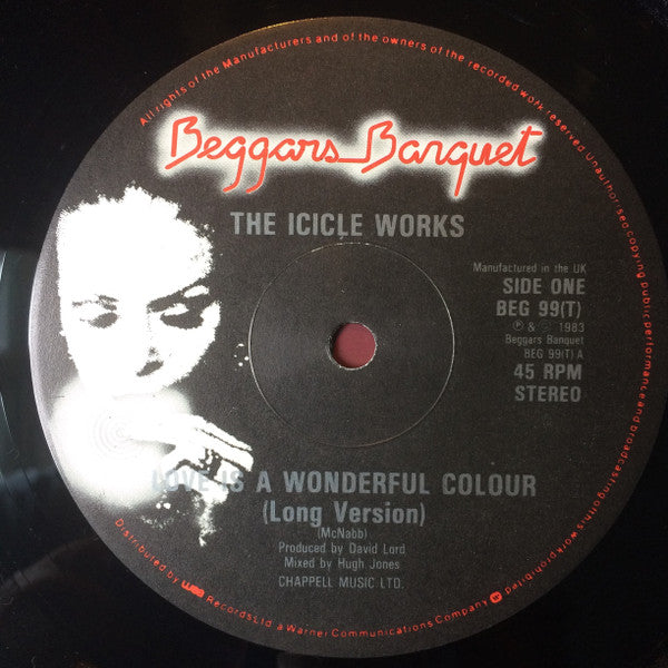 The Icicle Works - Love Is A Wonderful Colour (Vinyl, 12", 45 RPM, Single, Stereo) Very Good Plus (VG+) / Very Good Plus (VG+)
