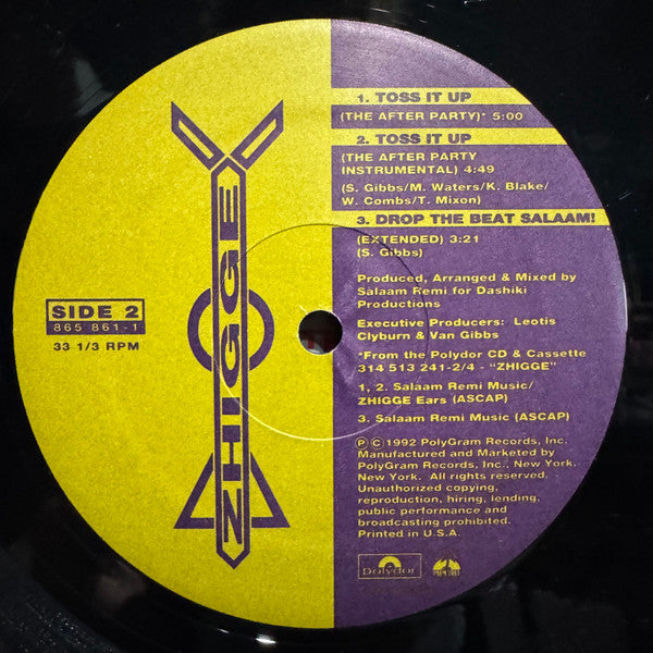 Zhigge - Toss It Up (Vinyl, 12", 33 ⅓ RPM, Single) Very Good Plus (VG+) / Generic