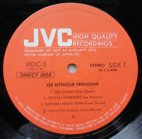 Lee Ritenour - Friendship (Vinyl, LP, Album, Stereo)
