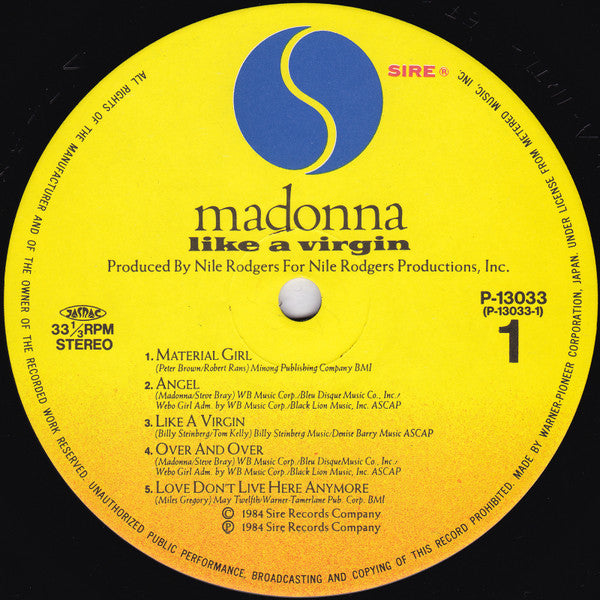Madonna - Like A Virgin = ライク・ア・ヴァージン (Vinyl, LP, Album, Stereo)