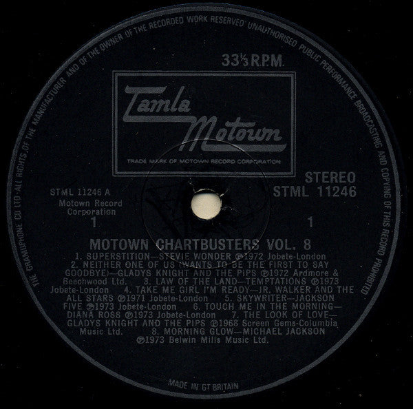 Various - Motown Chartbusters Vol. 8 (Vinyl, LP, Album, Compilation) Very Good (VG) / Good Plus (G+)