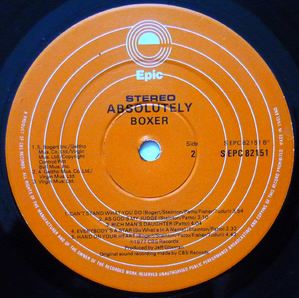Boxer (2) - Absolutely (Vinyl, LP, Album) Very Good Plus (VG+) / Very Good Plus (VG+)