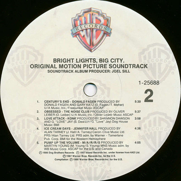 Various - Bright Lights, Big City (Original Motion Picture Soundtrack) (Vinyl, LP, Compilation) Very Good (VG) / Very Good (VG)