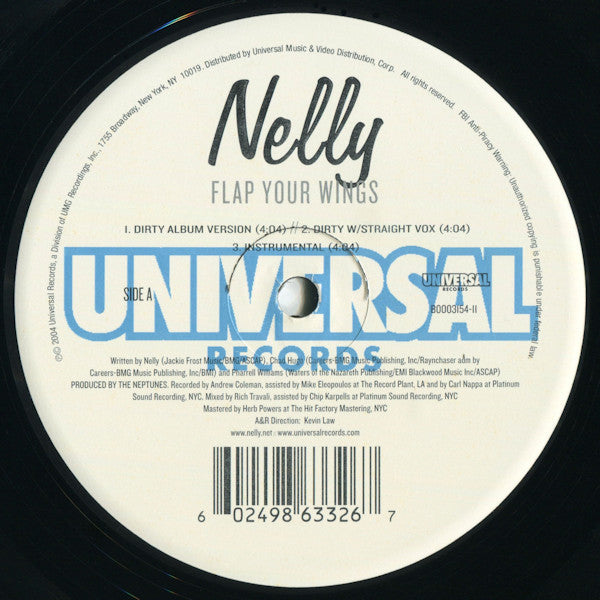 Nelly - Flap Your Wings / My Place (Vinyl, 12", 33 ⅓ RPM, Single) Very Good Plus (VG+) / Very Good Plus (VG+)