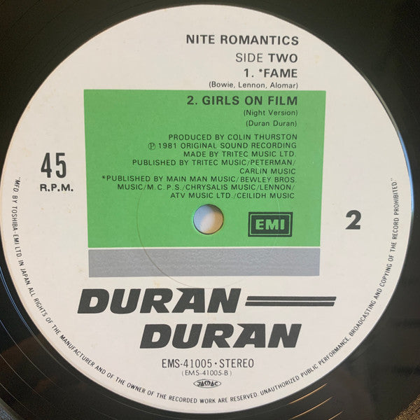 Duran Duran - Nite Romantics (Vinyl, 45 RPM, 12", Stereo)