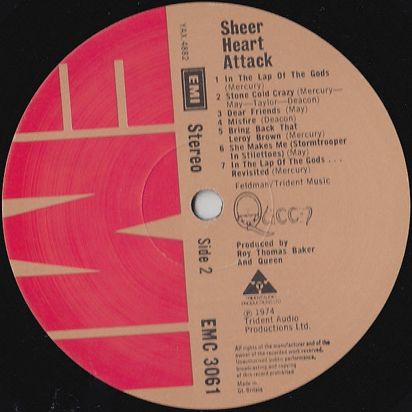 Queen - Sheer Heart Attack (Vinyl, LP, Album, Stereo) Good Plus (G+) / Very Good (VG)