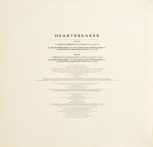 Mariah Carey - Heartbreaker (Vinyl, 12", 33 ⅓ RPM, Stereo) Good Plus (G+) / Good Plus (G+)