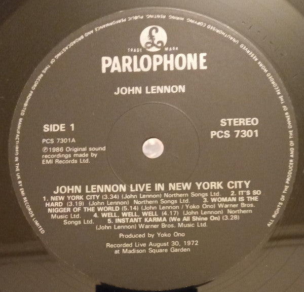 John Lennon - Live In New York City (Vinyl, LP, Album, Stereo) Very Good Plus (VG+) / Very Good (VG)