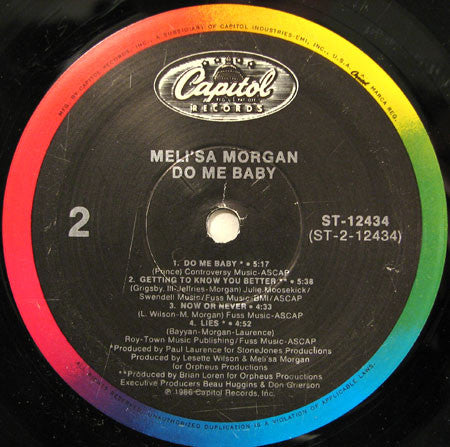 Meli'sa Morgan - Do Me Baby (Vinyl, LP, Album, Stereo) Very Good (VG) / Very Good (VG)