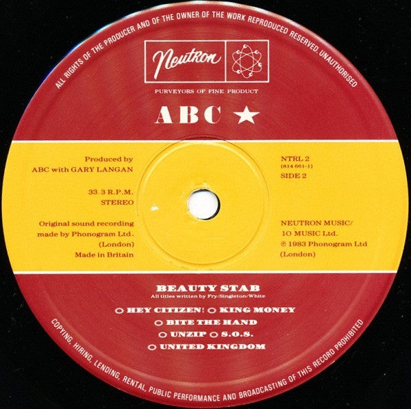 ABC - Beauty Stab (Vinyl, LP, Album, Stereo) Very Good Plus (VG+) / Very Good Plus (VG+)
