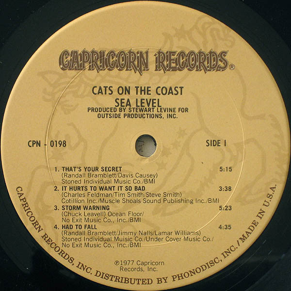 Sea Level - Cats On The Coast (Vinyl, LP, Album, Stereo) Very Good (VG) / Very Good (VG)
