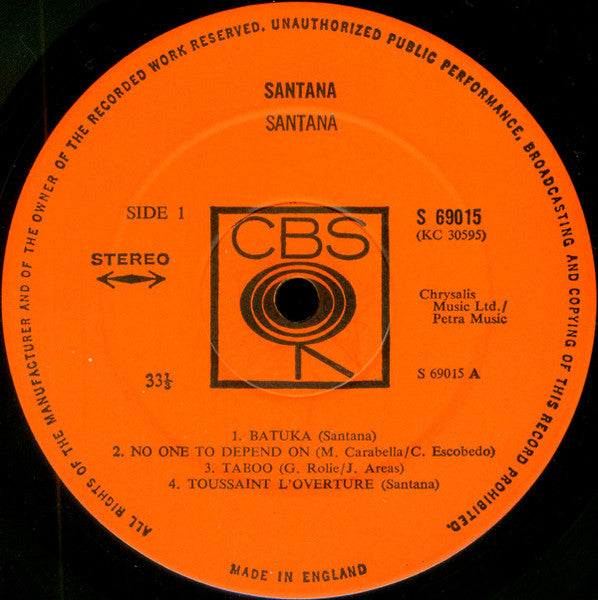 Santana - Santana (Vinyl, LP, Album, Stereo) Very Good (VG) / Very Good (VG)