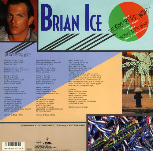 Brian Ice - Talking To The Night (Vinyl, 12", 45 RPM) Very Good Plus (VG+) / Very Good Plus (VG+)