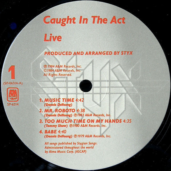 Styx - Caught In The Act Live (2xVinyl, LP, Album) Very Good Plus (VG+) / Good Plus (G+)