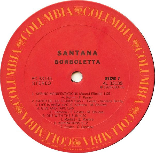 Santana - Borboletta (Vinyl, LP, Album, Misprint) Very Good (VG) / Very Good (VG)
