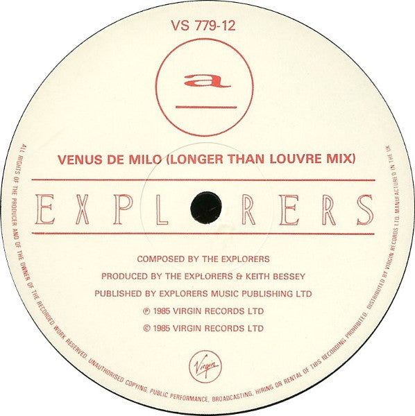 The Explorers (2) - Venus De Milo (Longer Than Louvre Mix) / Another Lost Soul On The Run (Vinyl, 12", Single) Very Good Plus (VG+) / Very Good Plus (VG+)