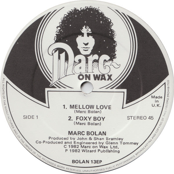 Marc Bolan - Mellow Love (Vinyl, 12", 45 RPM, EP, Stereo) Very Good (VG) / Very Good Plus (VG+)