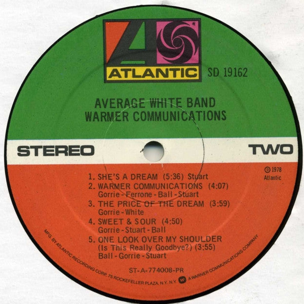 Average White Band - Warmer Communications (Vinyl, LP, Album, Stereo) Very Good (VG) / Very Good (VG)