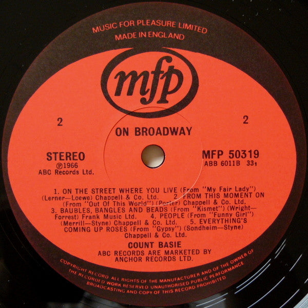 Count Basie - On Broadway (Vinyl, LP, Album, Reissue) Very Good Plus (VG+) / Very Good Plus (VG+)