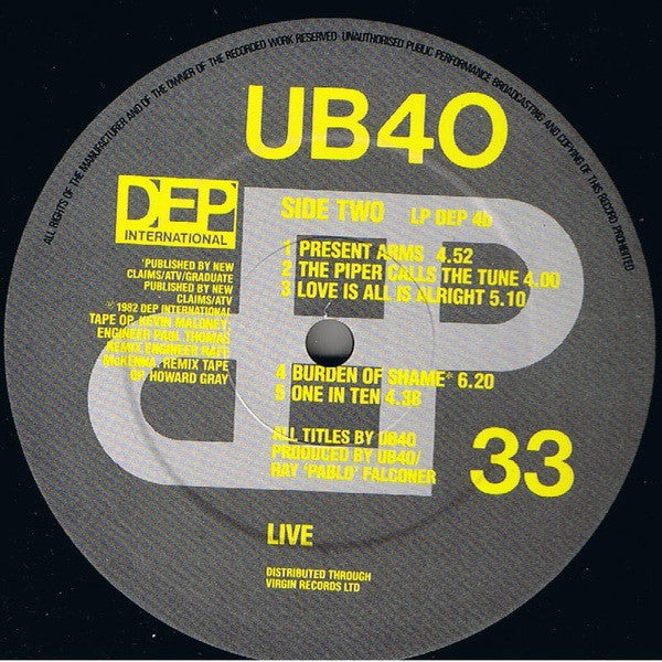 UB40 - Live (Vinyl, LP, Album)