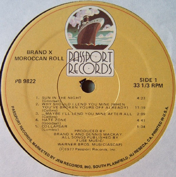 Brand X (3) - Moroccan Roll (Vinyl, LP, Album, Reissue) Very Good (VG) / Good (G)