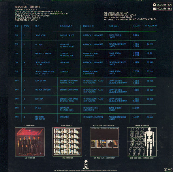 Ultravox - Three Into One (Vinyl, LP, Compilation, Stereo) Very Good (VG) / Very Good (VG)